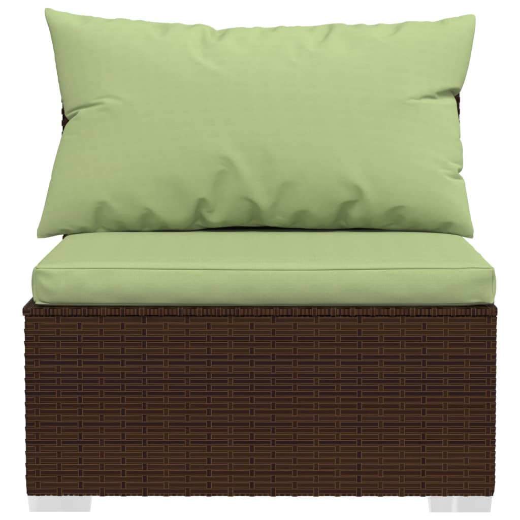 Bank 3-zits met kussens poly rattan bruin – afbeelding 5