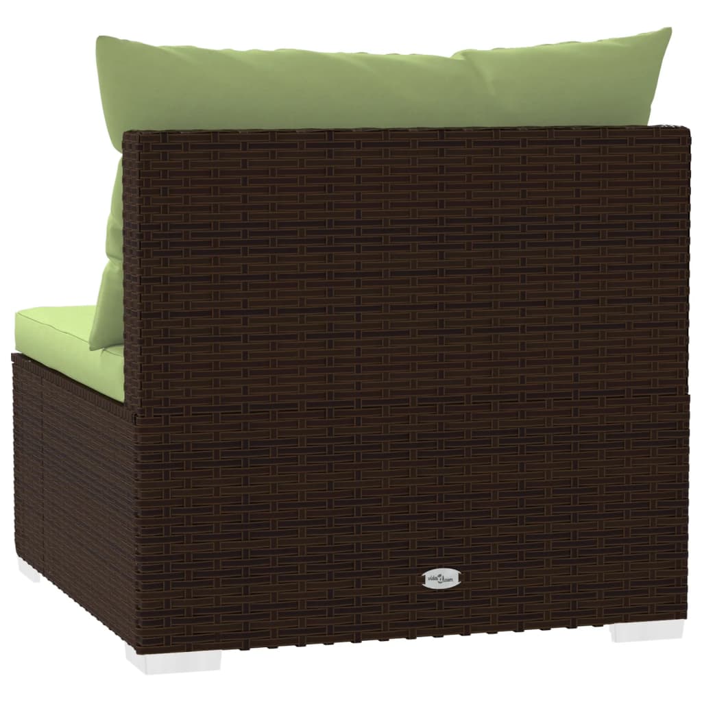 Bank 3-zits met kussens poly rattan bruin – afbeelding 6