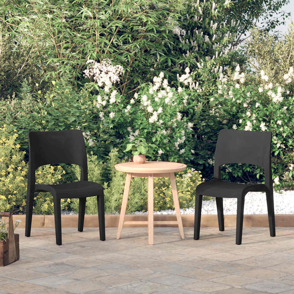 Tuinstoelen 2 st polypropeen antraciet – afbeelding 1