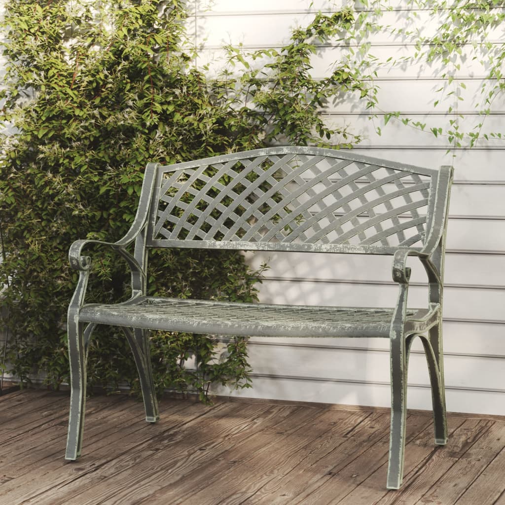 Tuinbank 102 cm gietaluminium groen – afbeelding 1