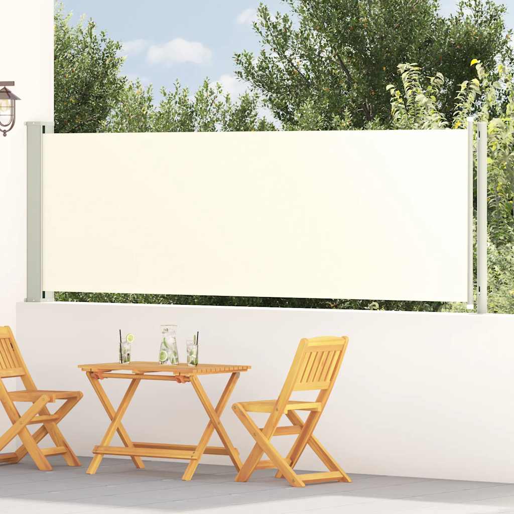 Tuinscherm uittrekbaar 117x600 cm crèmekleurig