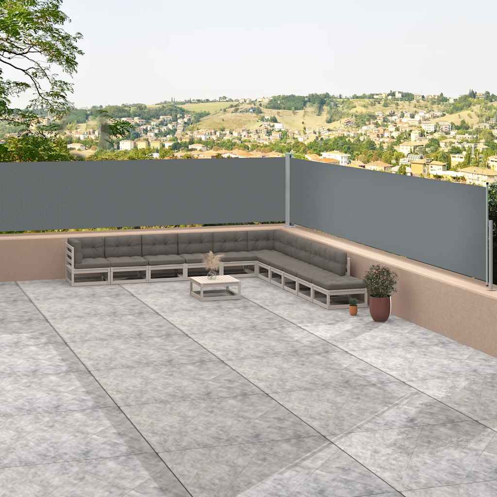 Windscherm uittrekbaar 117x1200 cm antracietkleurig – afbeelding 1