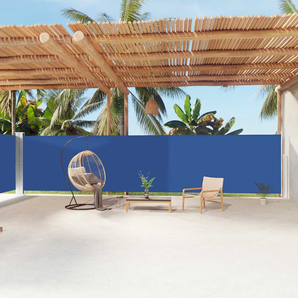Windscherm uittrekbaar 180x1200 cm blauw – afbeelding 1