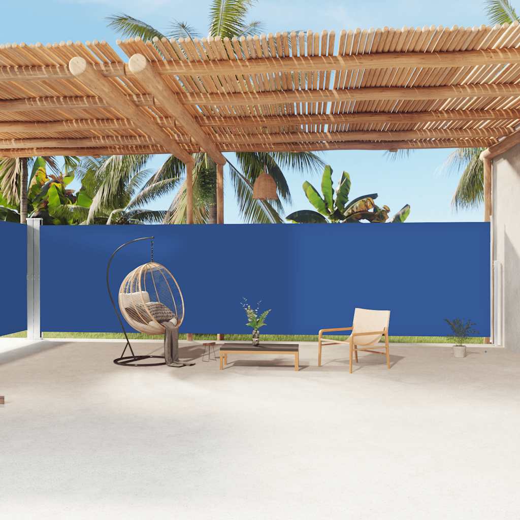 Windscherm uittrekbaar 200x1200 cm blauw