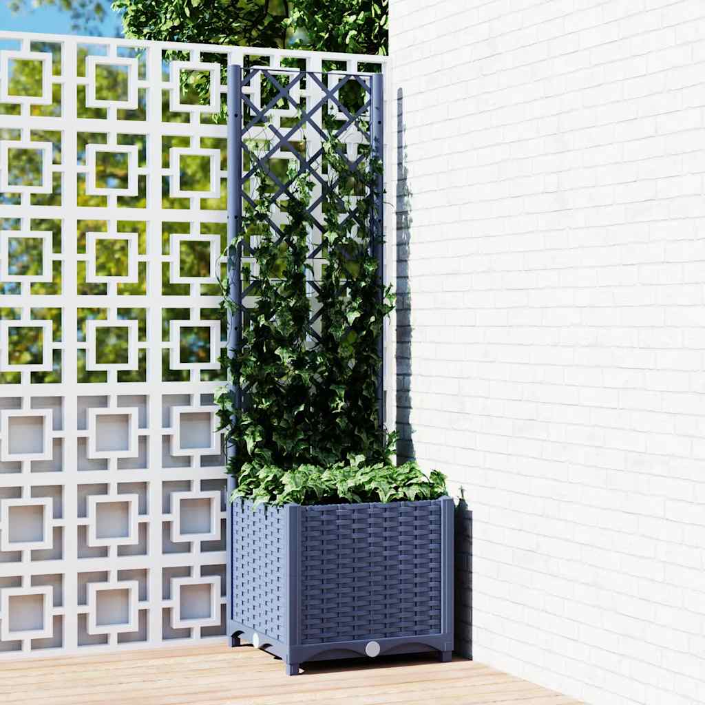 Plantenbak met trellis blauwgrijs 40x40x136 cm PP