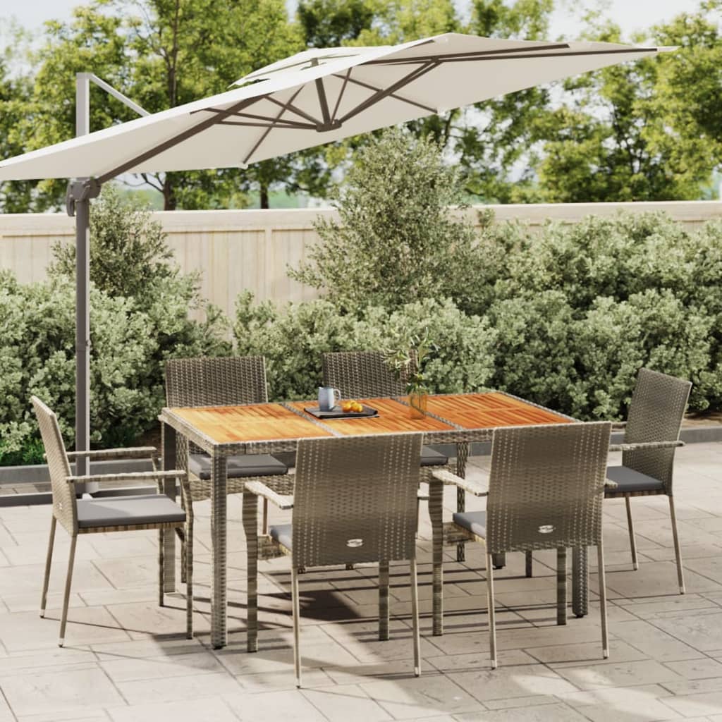 7-delige Tuinset met kussens poly rattan grijs – afbeelding 1