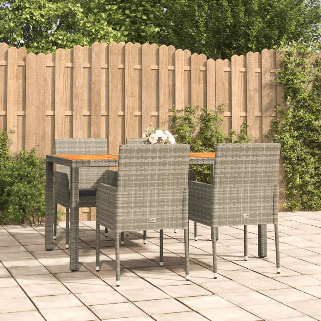 5-delige Tuinset met kussens poly rattan grijs – afbeelding 1