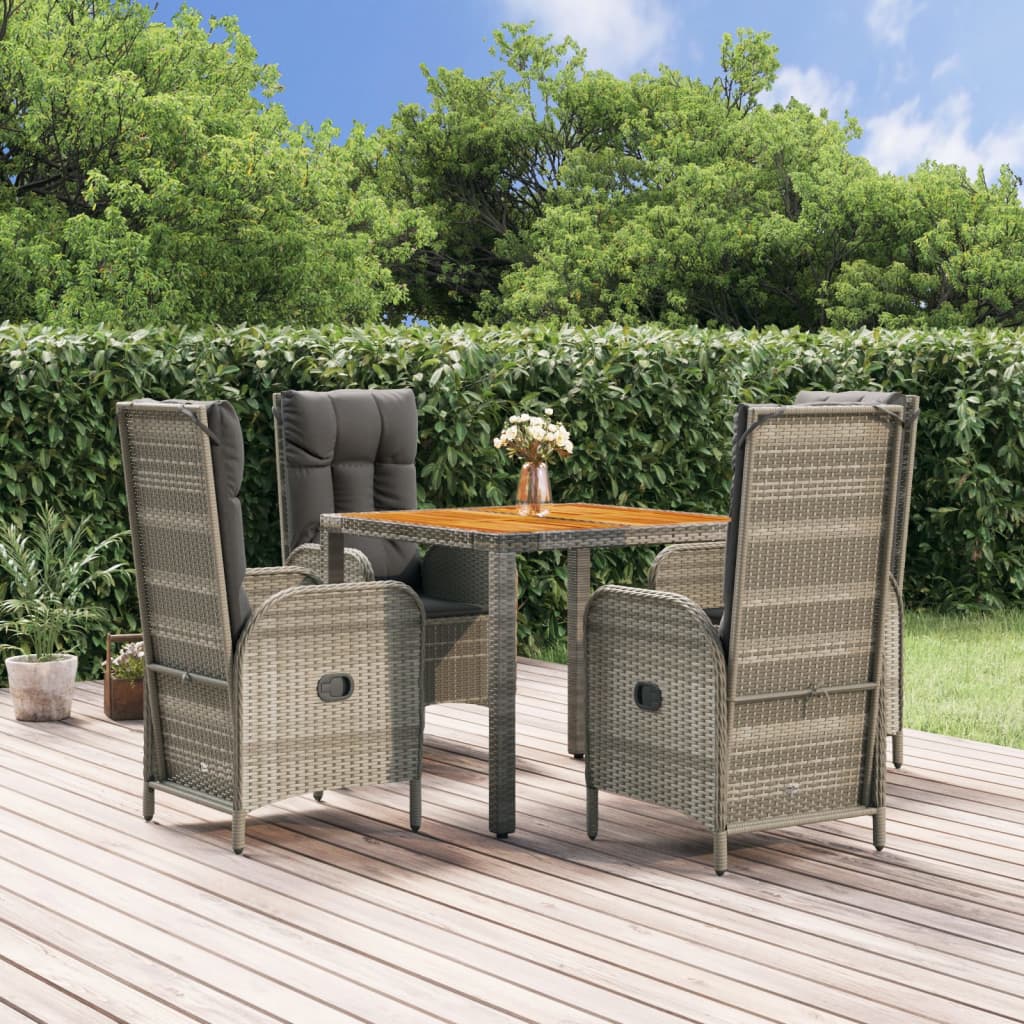 5-delige Tuinset met kussens poly rattan grijs
