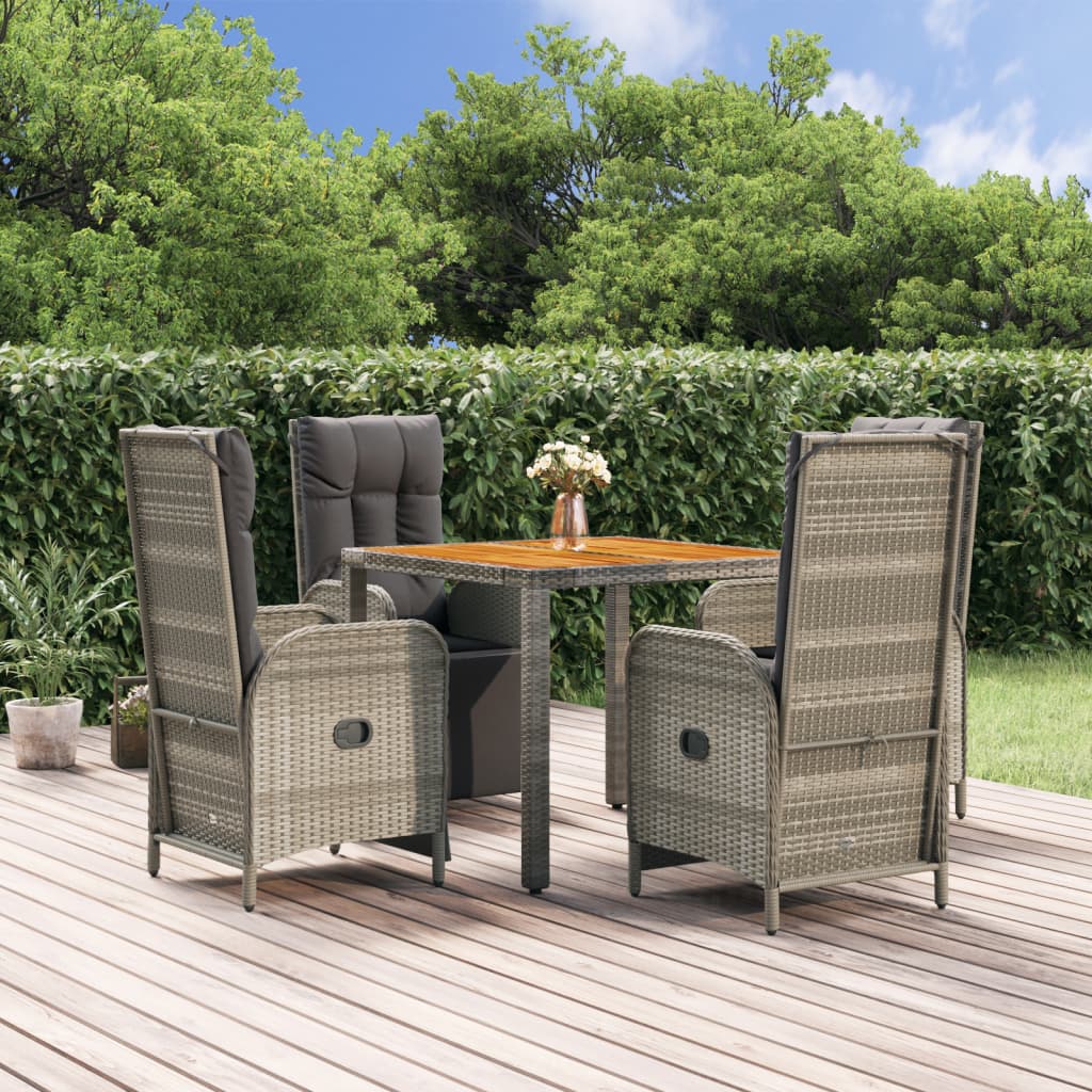 5-delige Tuinset met kussens poly rattan grijs – afbeelding 1