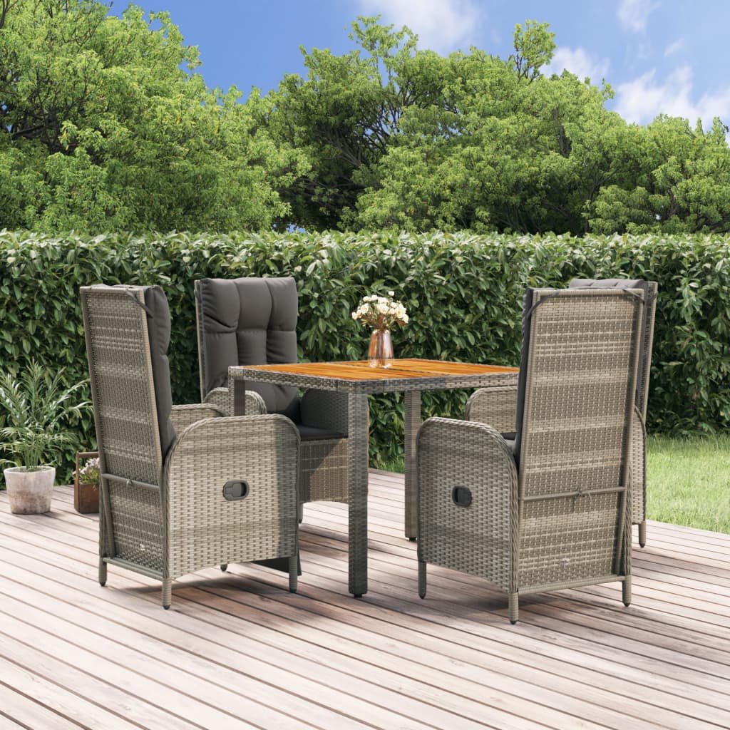 5-delige Tuinset met kussens poly rattan grijs – afbeelding 1