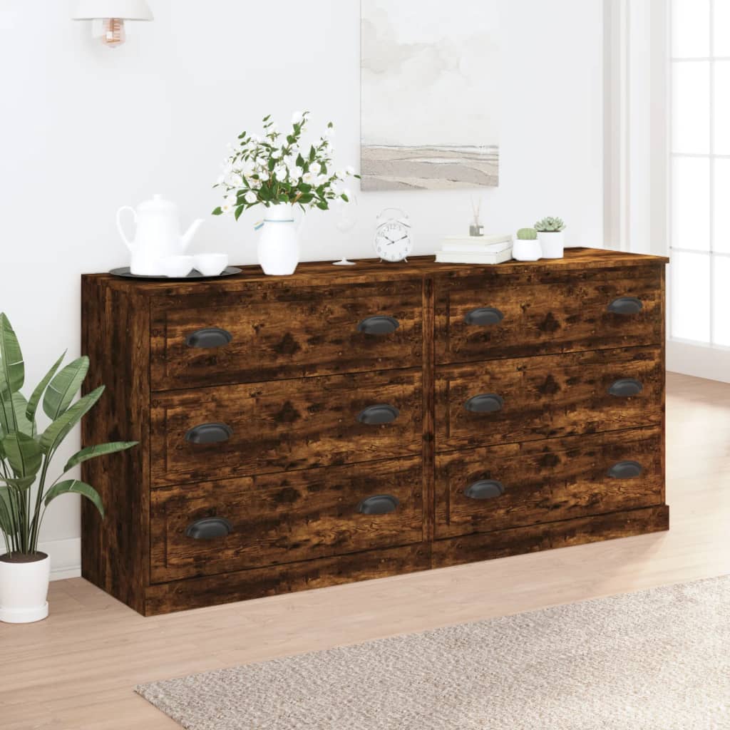 Dressoirs 2 st bewerkt hout gerookt eikenkleurig – afbeelding 1