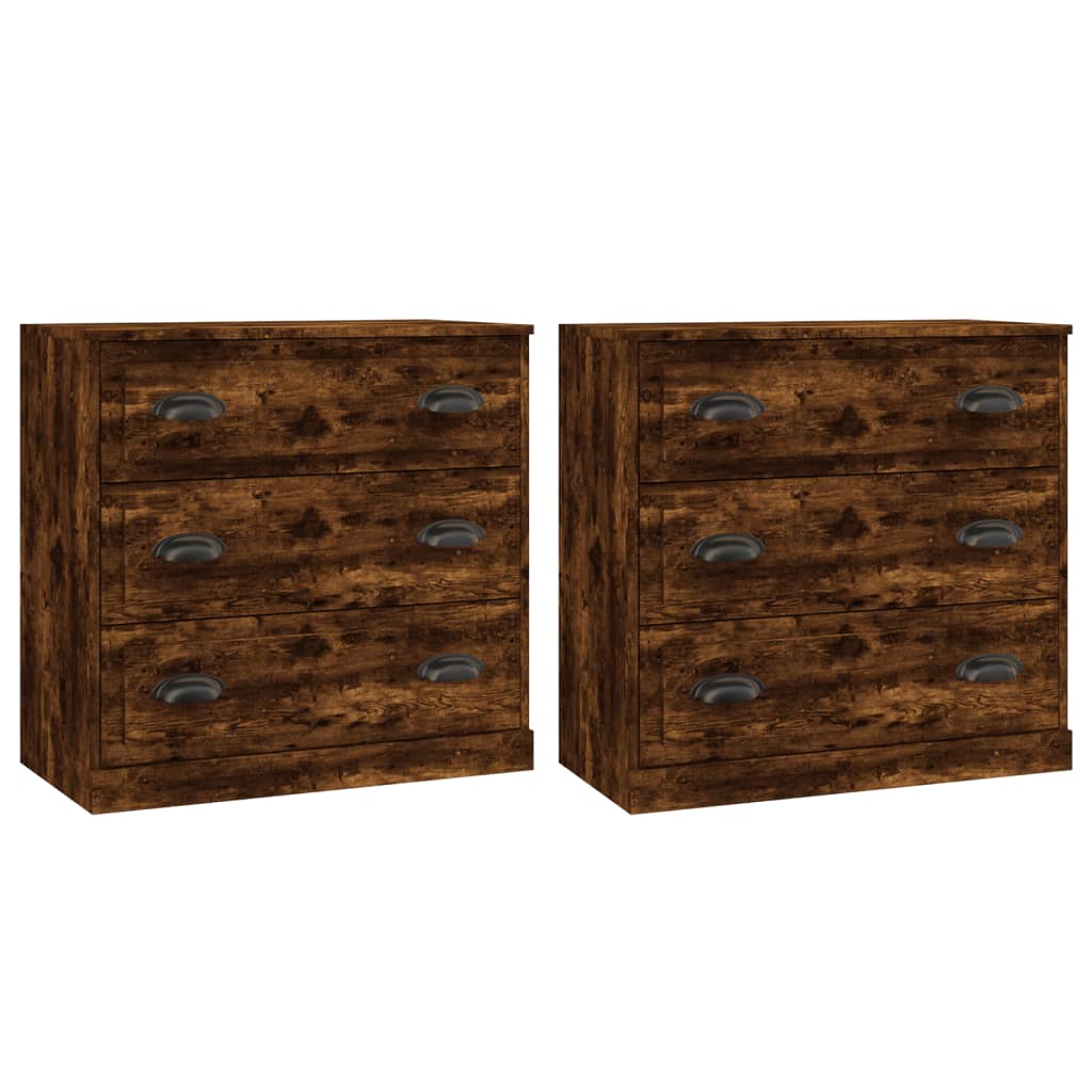Dressoirs 2 st bewerkt hout gerookt eikenkleurig – afbeelding 2