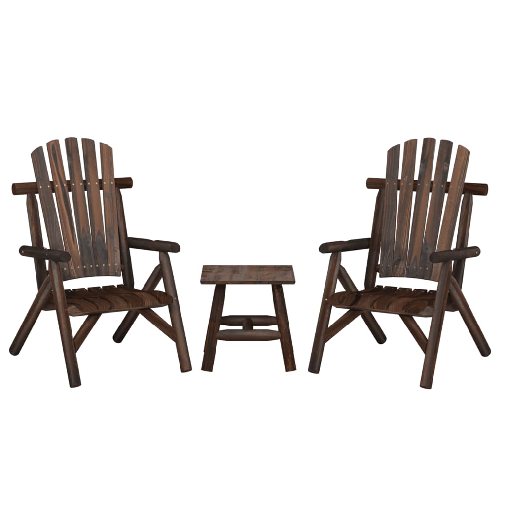 3-delige Loungeset massief vurenhout – afbeelding 1