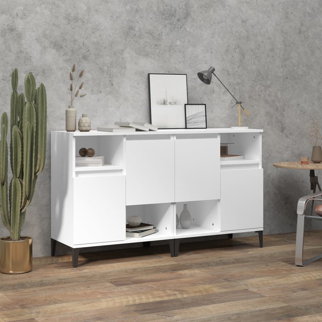 Dressoirs 2 st 60x35x70 cm bewerkt hout wit