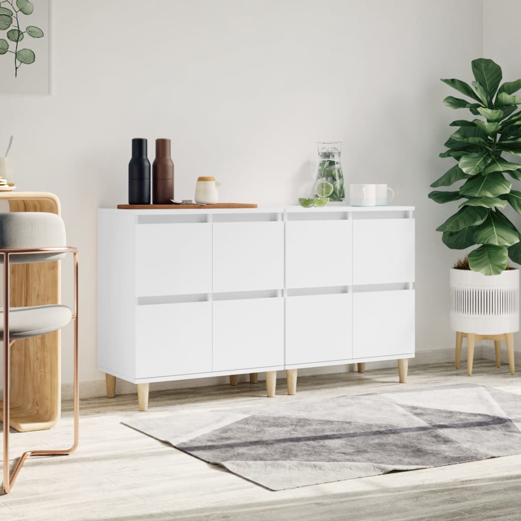 Dressoirs 2 st 60x35x70 cm bewerkt hout wit – afbeelding 1