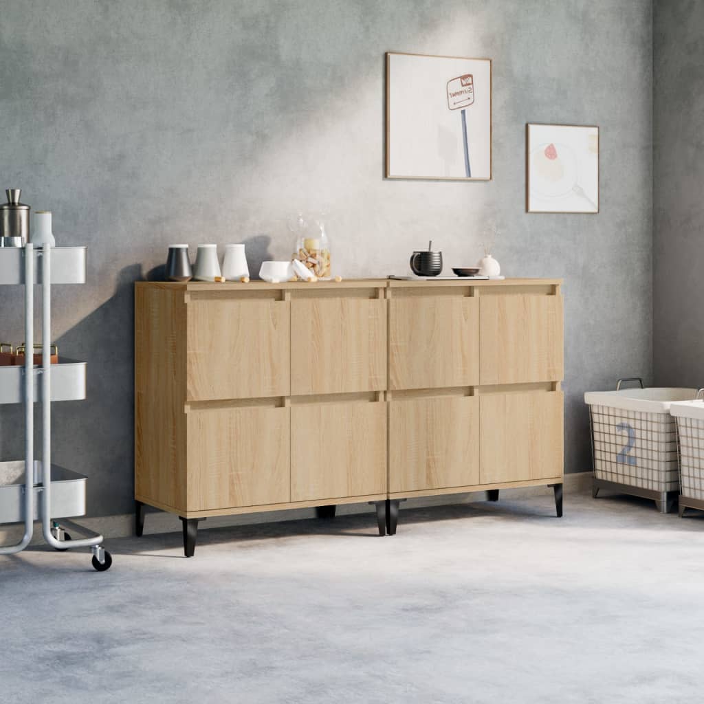 Dressoirs 2 st 60x35x70 cm bewerkt hout sonoma eikenkleurig