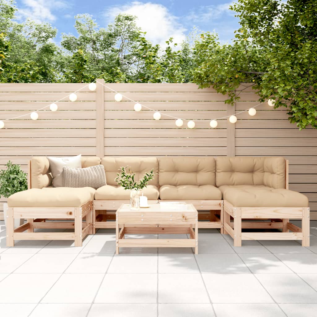 7-delige Loungeset met kussens massief teak
