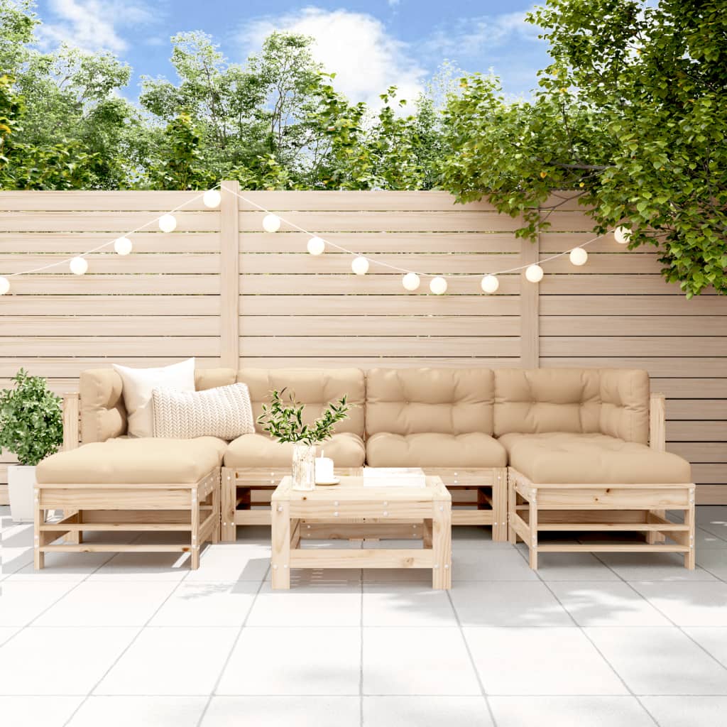 7-delige Loungeset met kussens massief teak