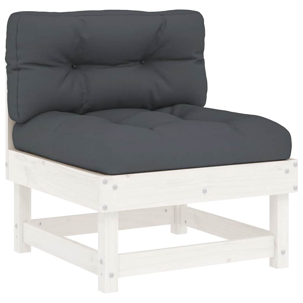 6-delige Loungeset met kussens massief hout wit – afbeelding 4