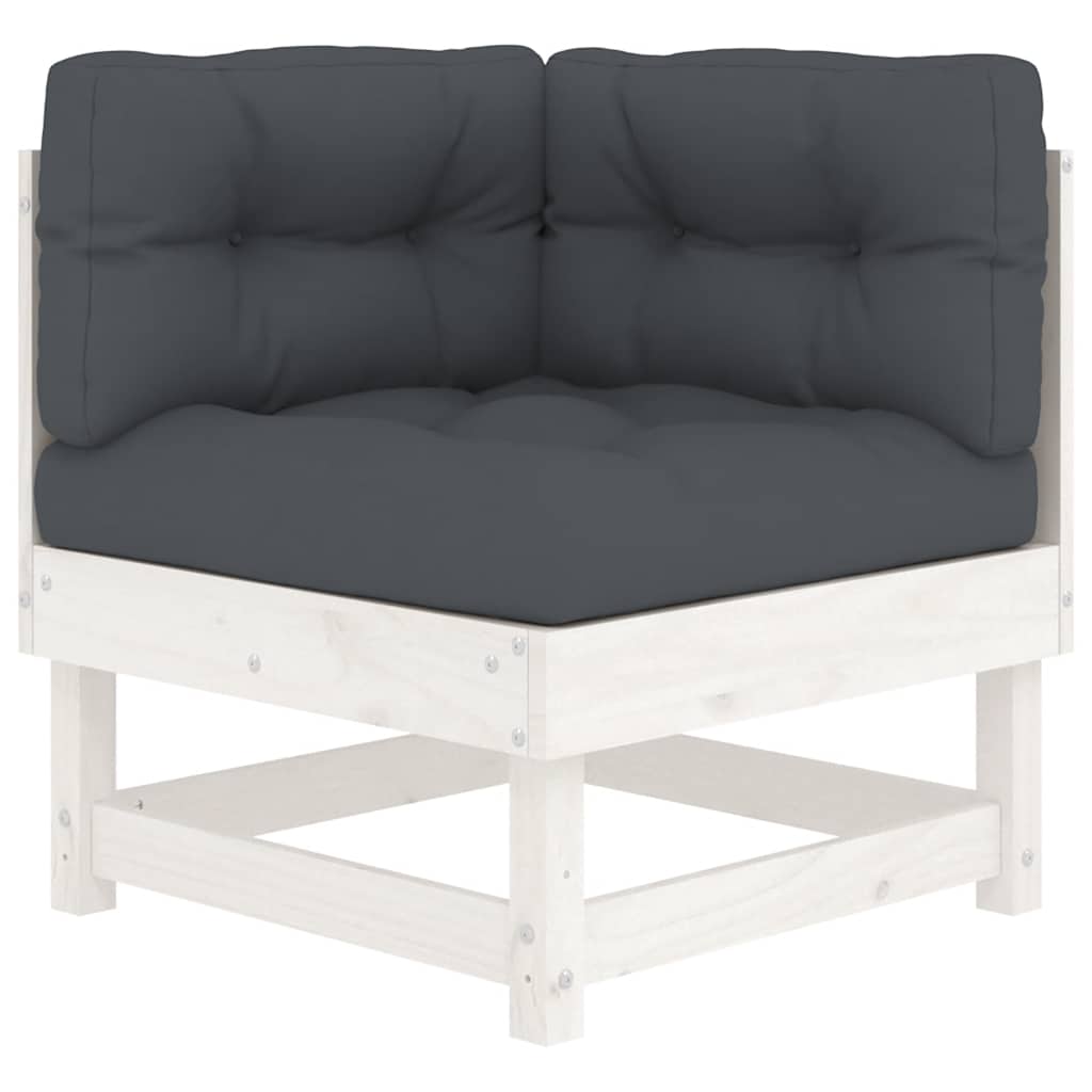 6-delige Loungeset met kussens massief hout wit – afbeelding 5