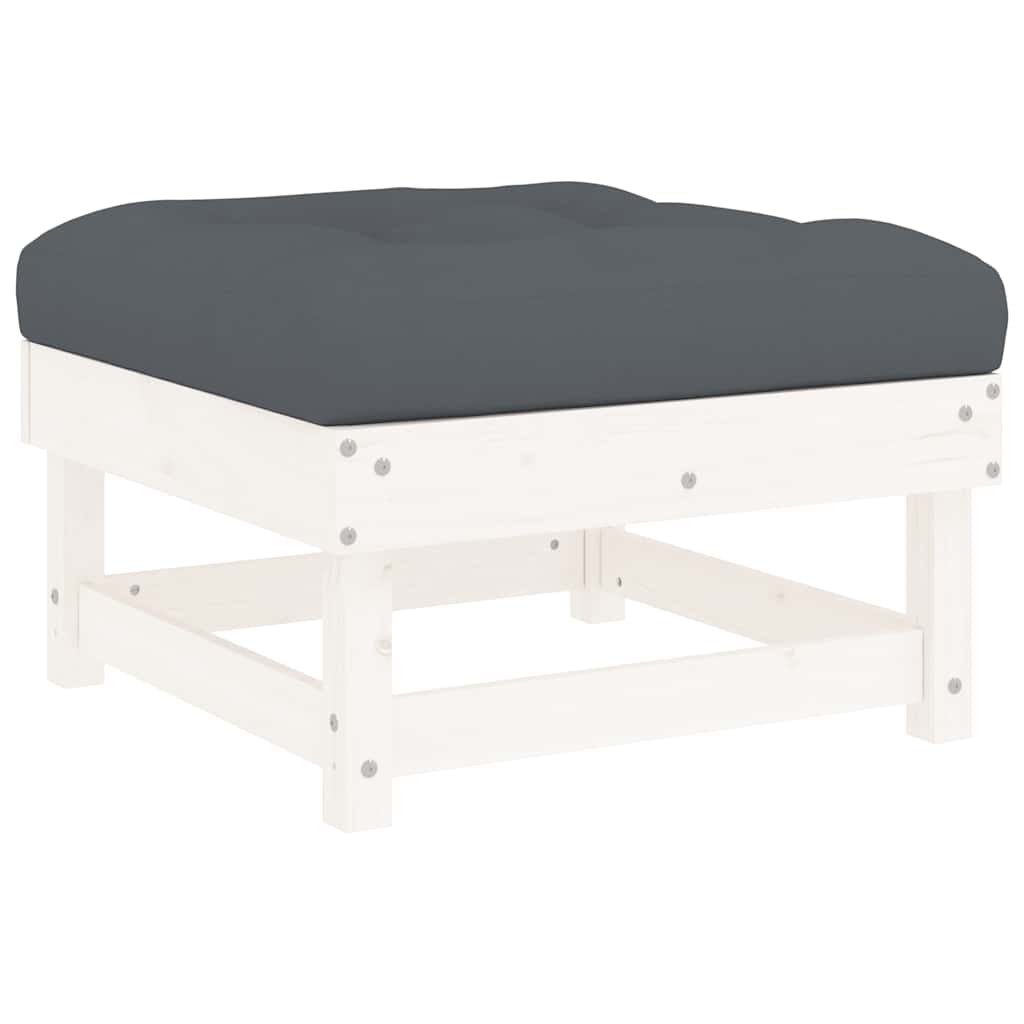 6-delige Loungeset met kussens massief hout wit – afbeelding 6