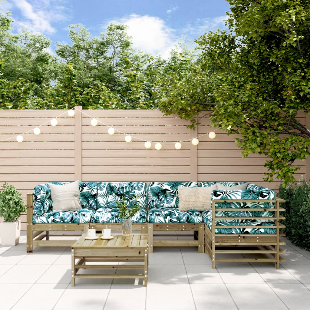 6-delige Loungeset met kussens geïmpregneerd grenenhout – afbeelding 1