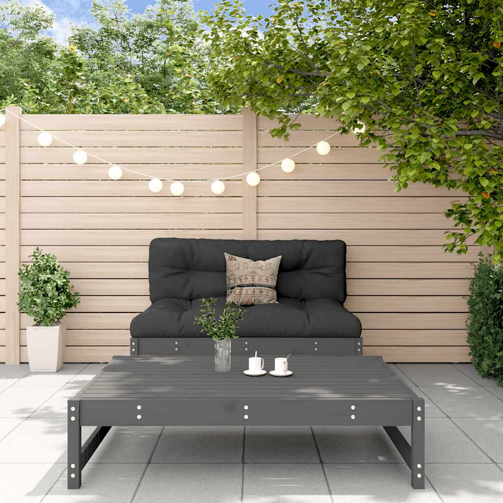 2-delige Loungeset met kussens massief hout grijs