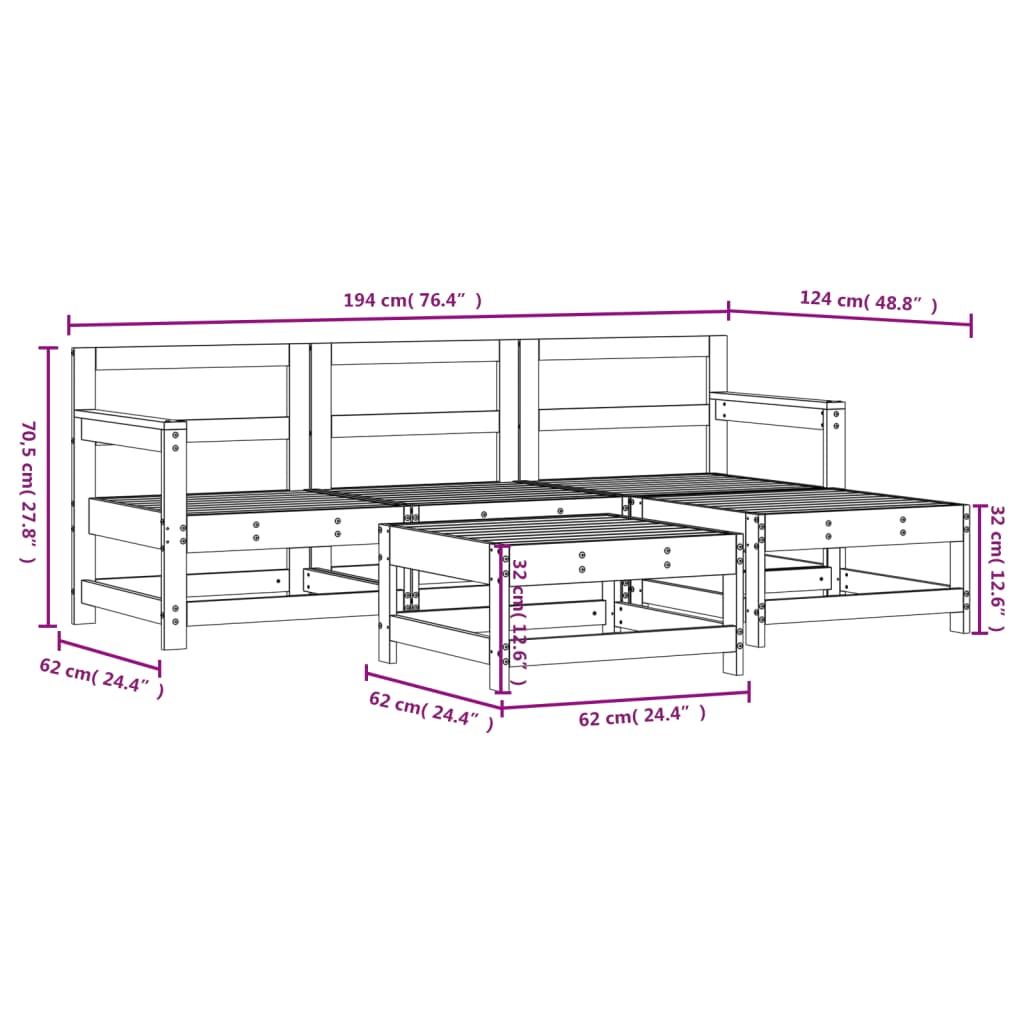 5-delige Loungeset massief douglashout – afbeelding 7