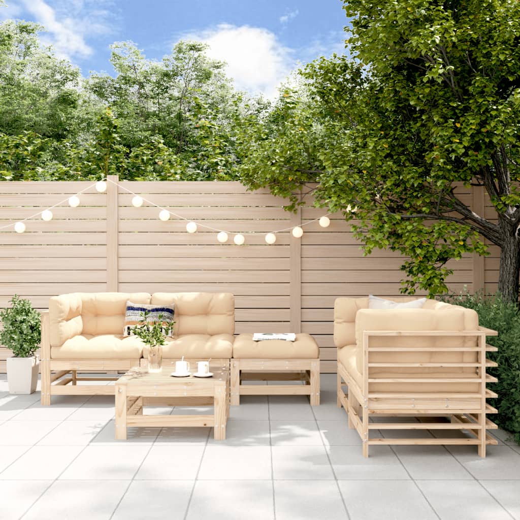 6-delige Loungeset massief grenenhout
