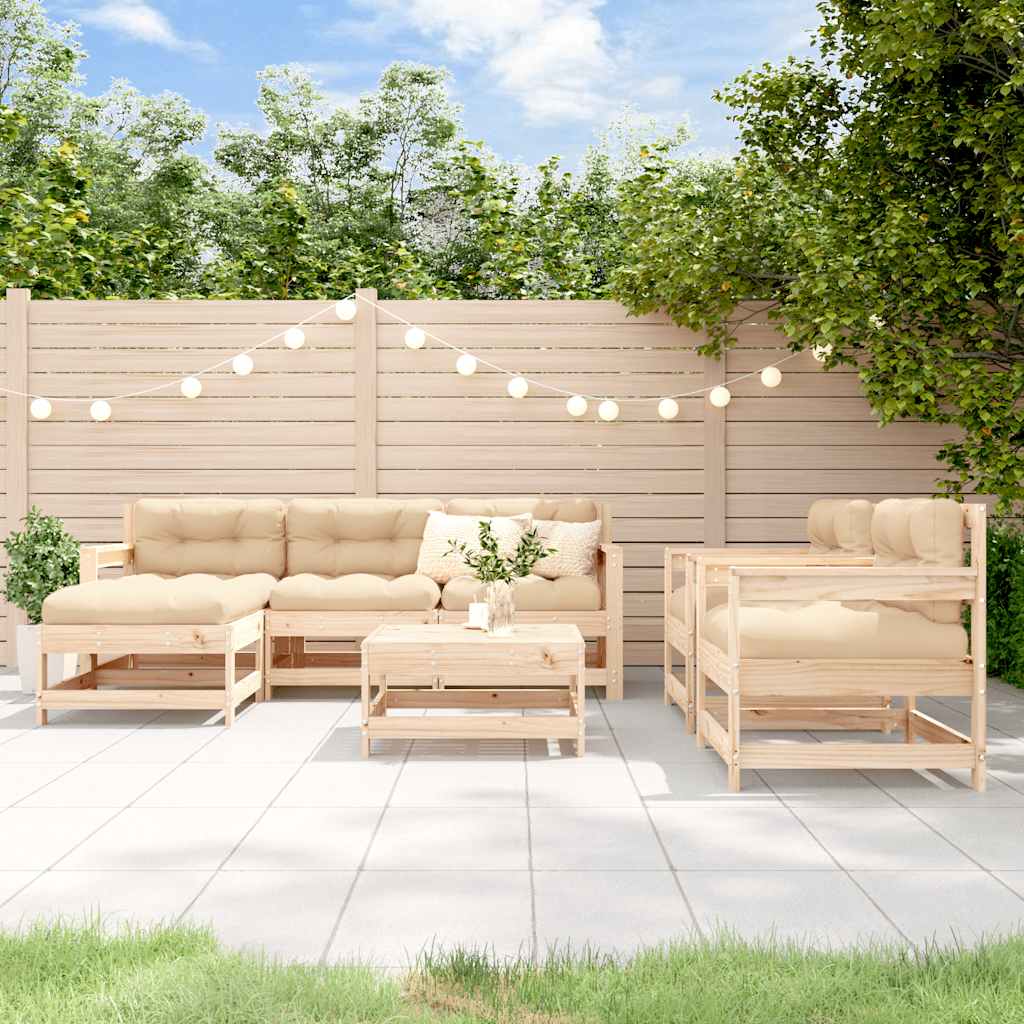 7-delige Loungeset massief grenenhout