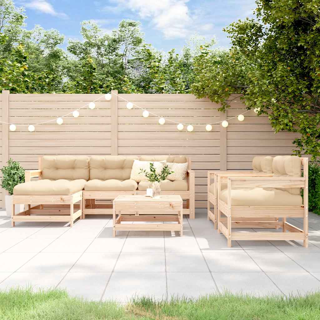 7-delige Loungeset massief grenenhout