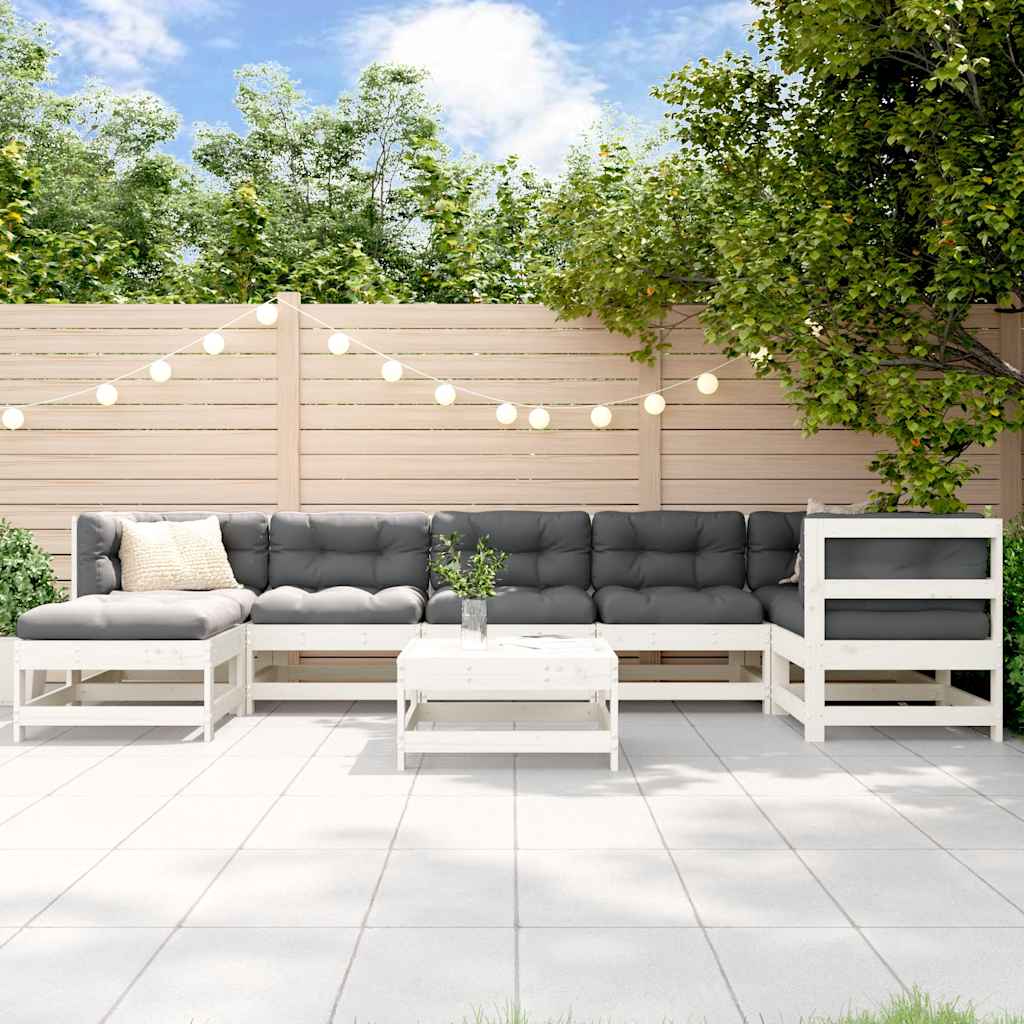8-delige Loungeset massief grenenhout wit