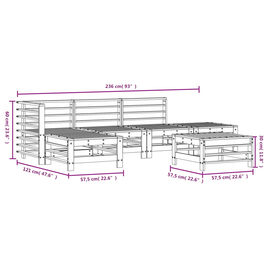 6-delige Loungeset massief douglashout – afbeelding 7