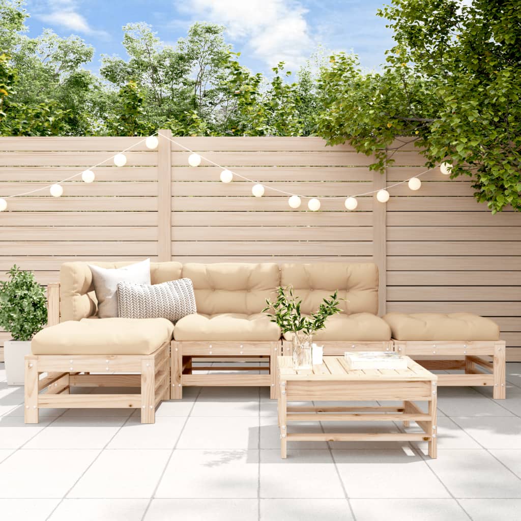 6-delige Loungeset massief grenenhout – afbeelding 1
