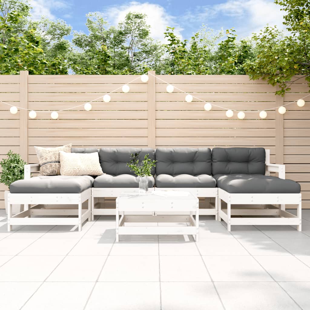 7-delige Loungeset massief grenenhout wit