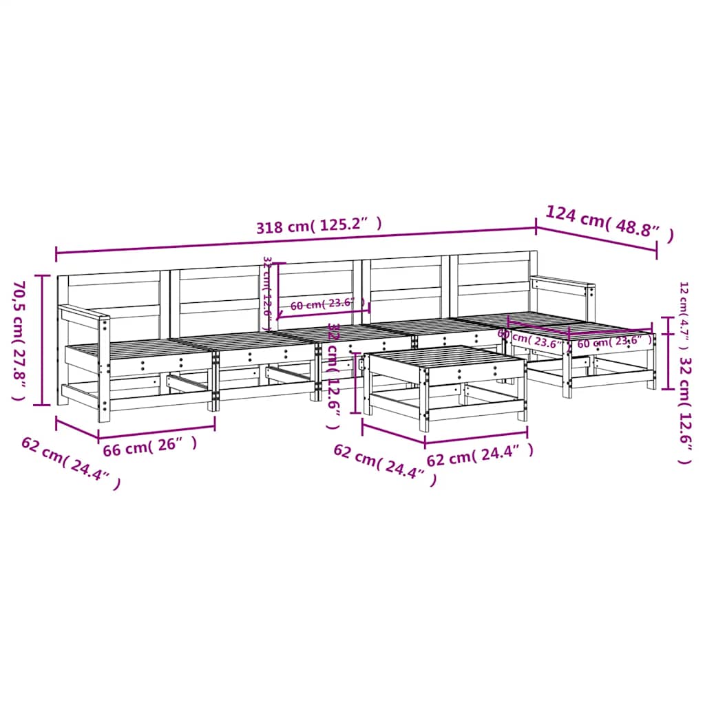 7-delige Loungeset geïmpregneerd grenenhout – afbeelding 8