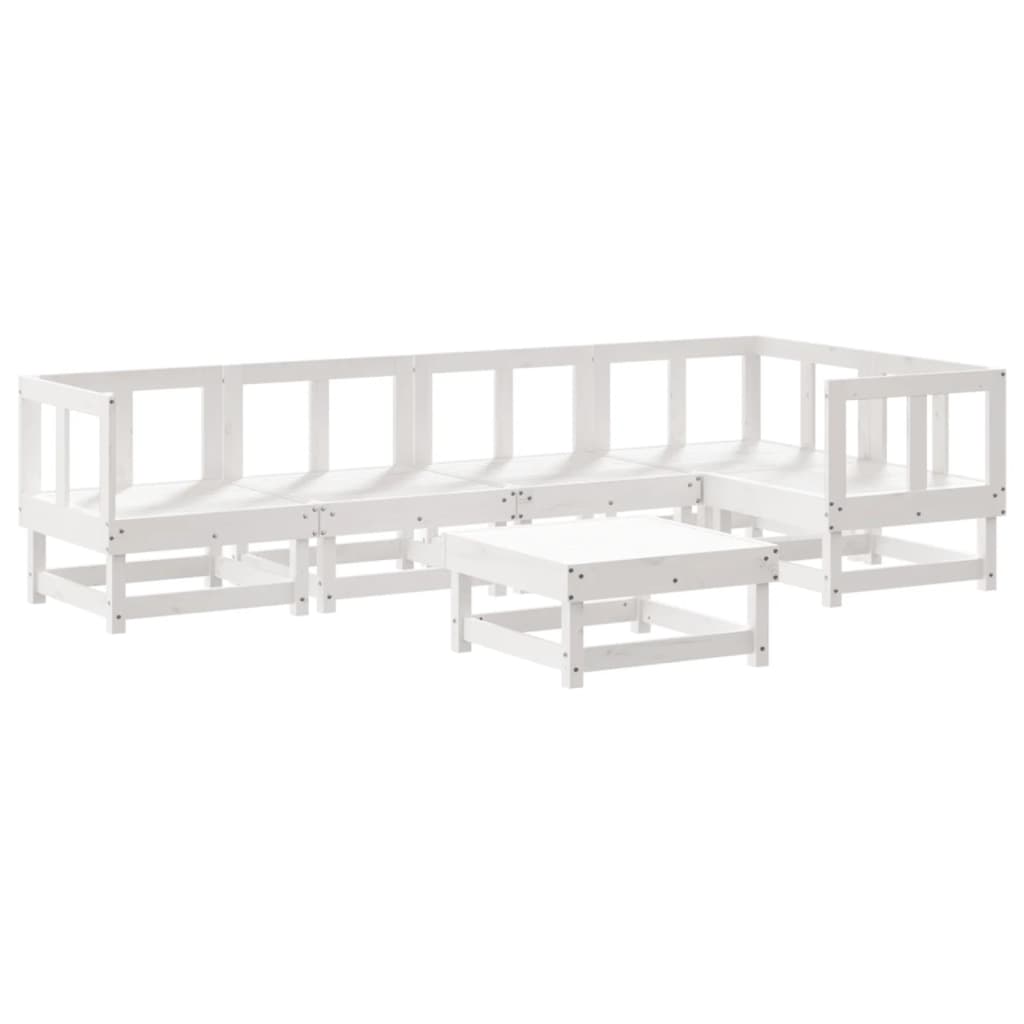 6-delige Loungeset massief grenenhout wit – afbeelding 2