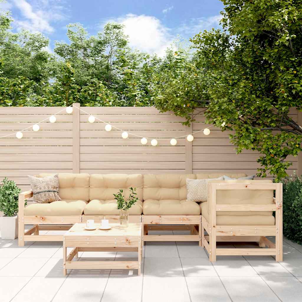 6-delige Loungeset massief grenenhout