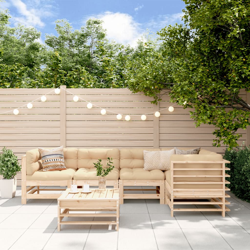 6-delige Loungeset massief grenenhout – afbeelding 1
