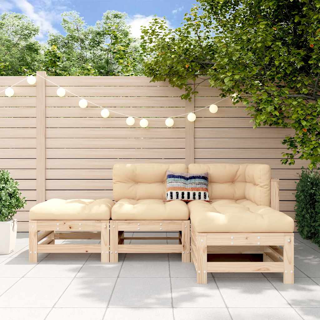 4-delige Loungeset massief grenenhout