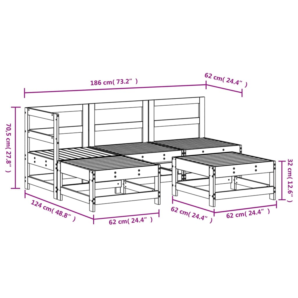 5-delige Loungeset geïmpregneerd grenenhout – afbeelding 7