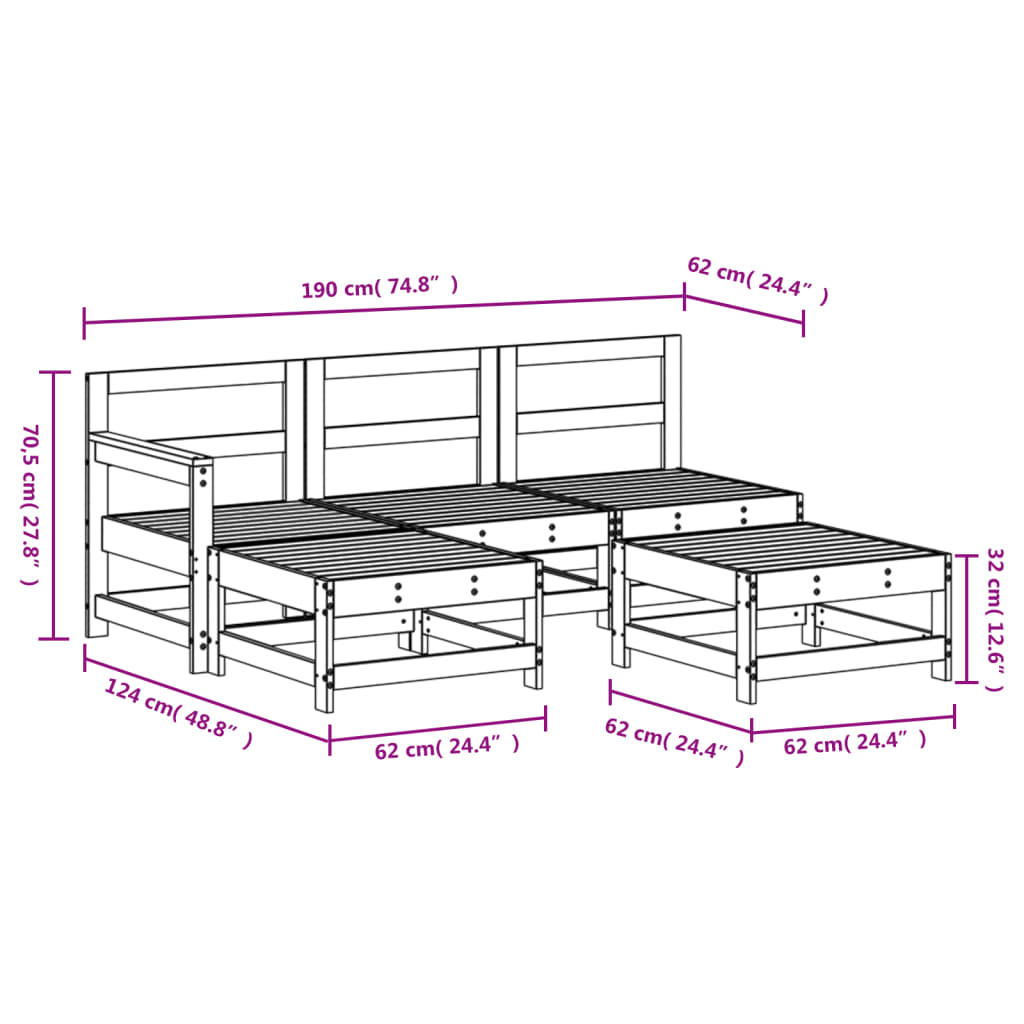 5-delige Loungeset geïmpregneerd grenenhout – afbeelding 7