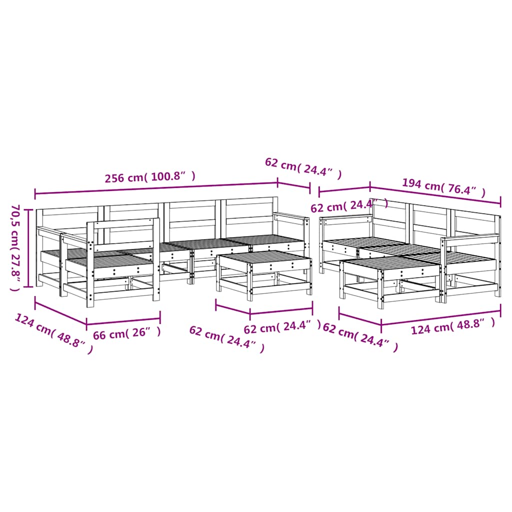 10-delige Loungeset geïmpregneerd grenenhout – afbeelding 7