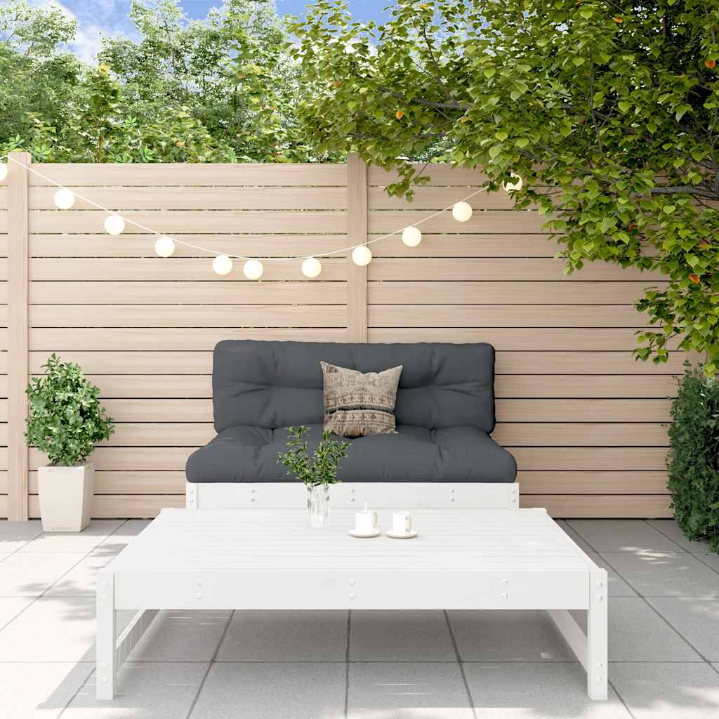 2-delige Loungeset massief grenenhout wit – afbeelding 1