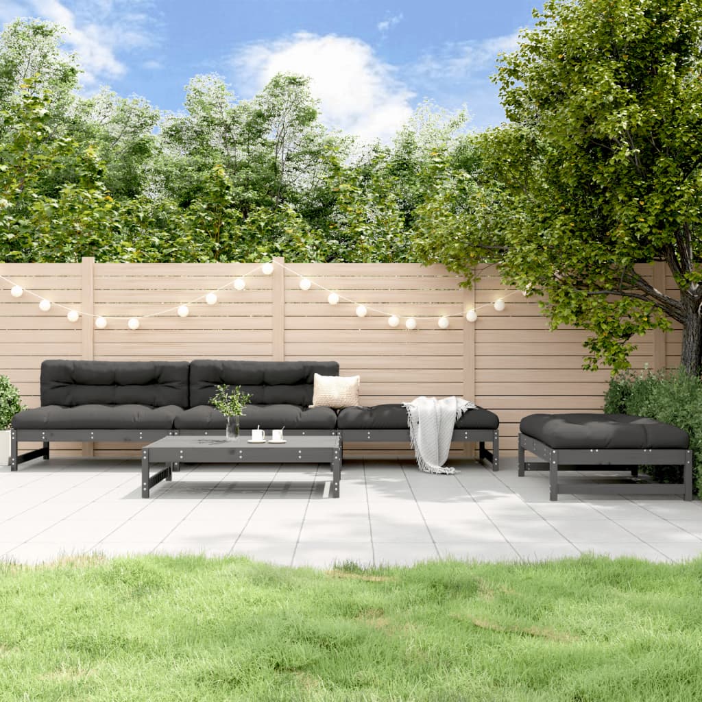 5-delige Loungeset massief grenenhout grijs
