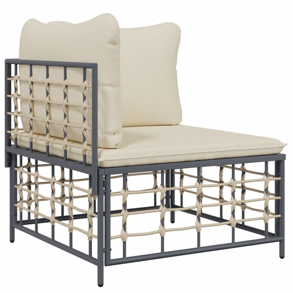 4-delige Loungeset met kussens poly rattan antracietkleurig – afbeelding 4