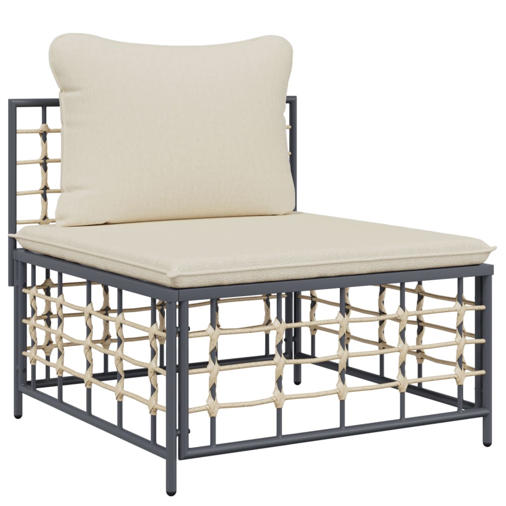 4-delige Loungeset met kussens poly rattan antracietkleurig – afbeelding 5