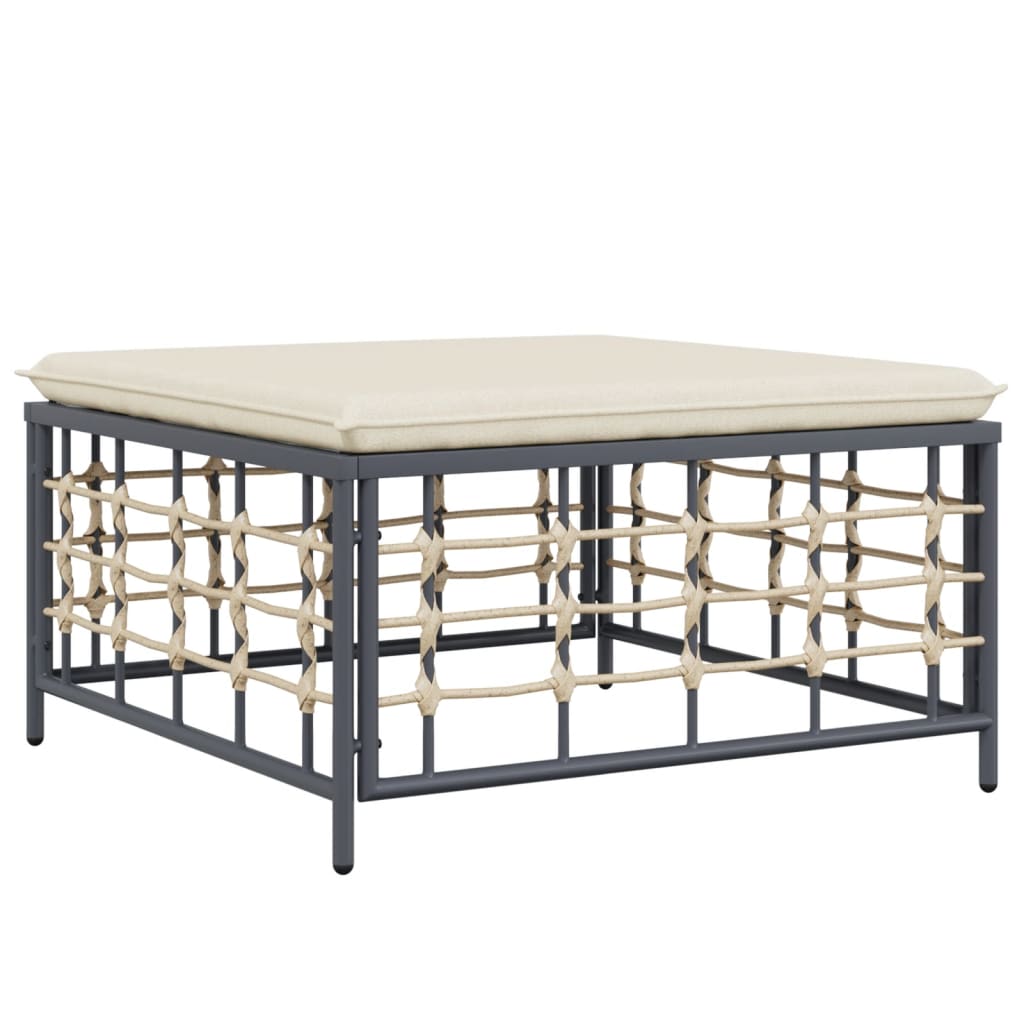 4-delige Loungeset met kussens poly rattan antracietkleurig – afbeelding 6