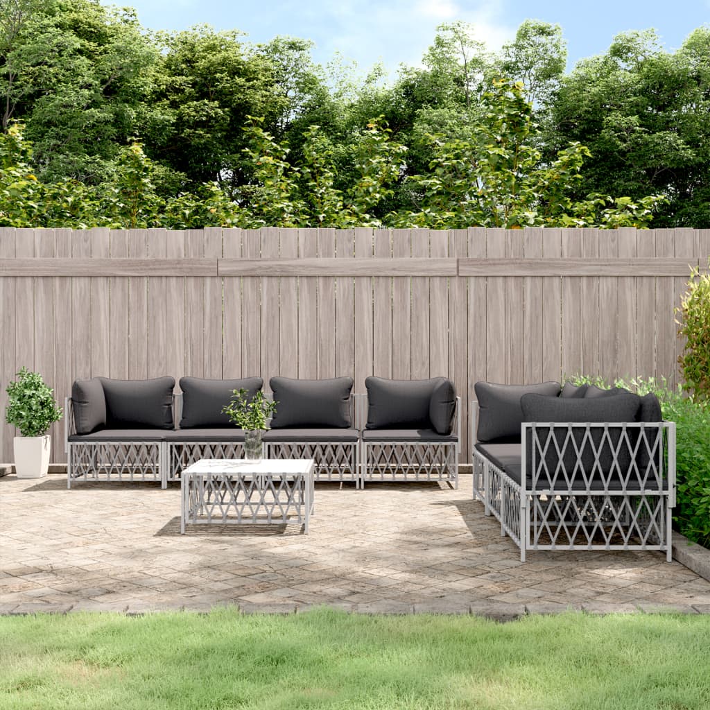 8-delige Loungeset met kussens staal wit