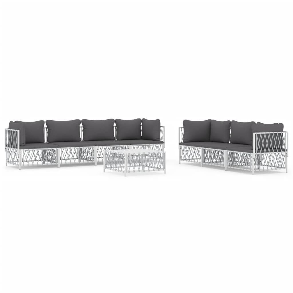 8-delige Loungeset met kussens staal wit – afbeelding 2
